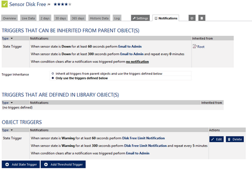 Setting a Trigger for Disk Free Limit Notification Setting a Trigger for Disk Free Limit Notification